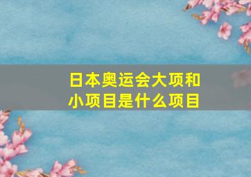 日本奥运会大项和小项目是什么项目