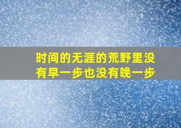 时间的无涯的荒野里没有早一步也没有晚一步