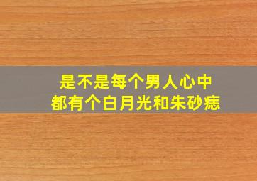 是不是每个男人心中都有个白月光和朱砂痣