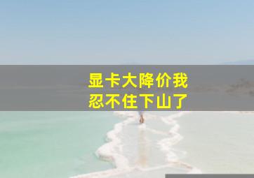 显卡大降价我忍不住下山了