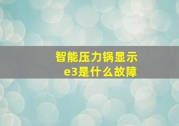 智能压力锅显示e3是什么故障