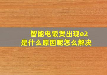 智能电饭煲出现e2是什么原因呢怎么解决