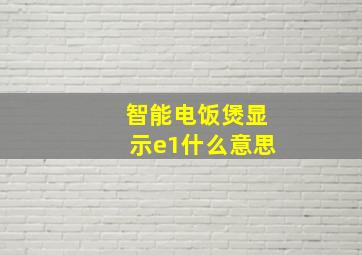 智能电饭煲显示e1什么意思