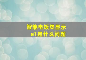 智能电饭煲显示e1是什么问题