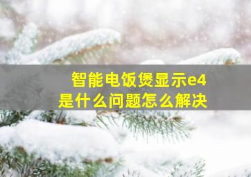 智能电饭煲显示e4是什么问题怎么解决