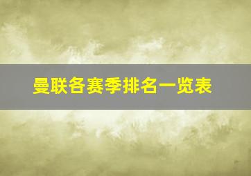 曼联各赛季排名一览表