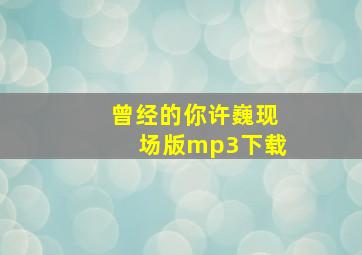 曾经的你许巍现场版mp3下载