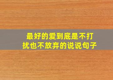 最好的爱到底是不打扰也不放弃的说说句子