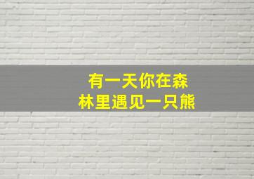 有一天你在森林里遇见一只熊