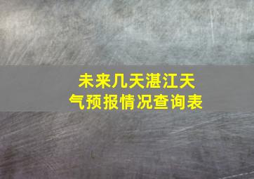 未来几天湛江天气预报情况查询表