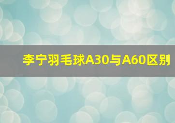 李宁羽毛球A30与A60区别