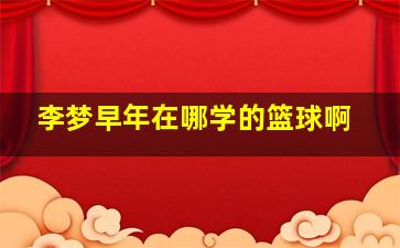 李梦早年在哪学的篮球啊