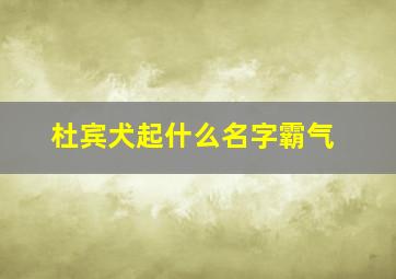 杜宾犬起什么名字霸气