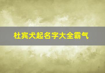 杜宾犬起名字大全霸气