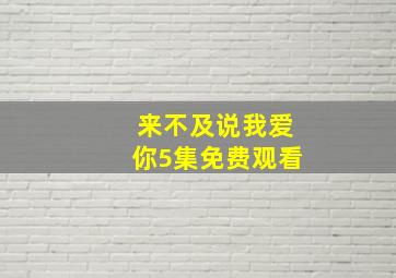 来不及说我爱你5集免费观看