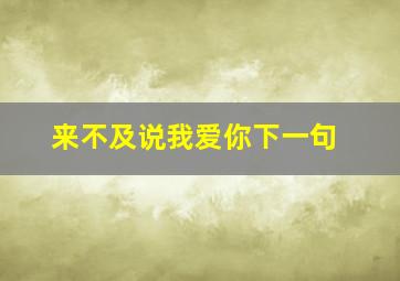 来不及说我爱你下一句