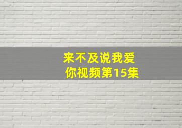 来不及说我爱你视频第15集