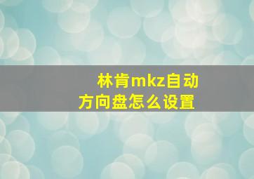 林肯mkz自动方向盘怎么设置