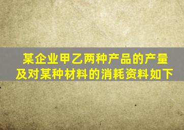 某企业甲乙两种产品的产量及对某种材料的消耗资料如下