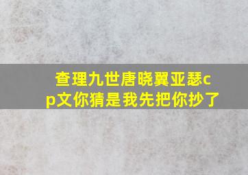 查理九世唐晓翼亚瑟cp文你猜是我先把你抄了