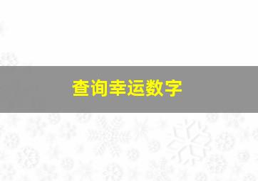 查询幸运数字