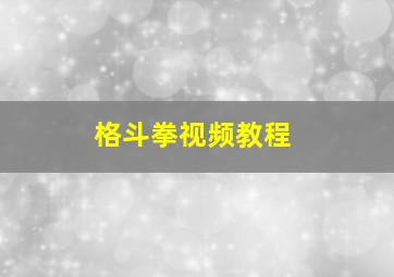 格斗拳视频教程