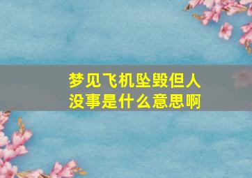 梦见飞机坠毁但人没事是什么意思啊