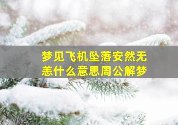 梦见飞机坠落安然无恙什么意思周公解梦