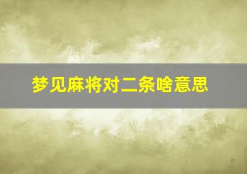 梦见麻将对二条啥意思