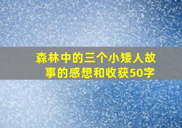 森林中的三个小矮人故事的感想和收获50字