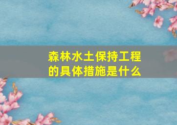 森林水土保持工程的具体措施是什么