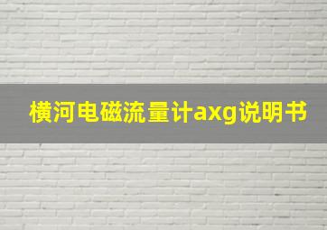 横河电磁流量计axg说明书