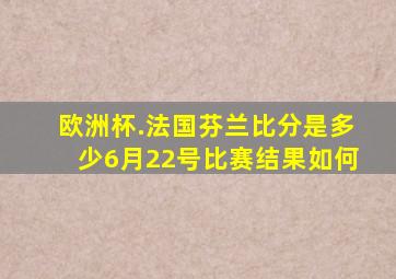 欧洲杯.法国芬兰比分是多少6月22号比赛结果如何