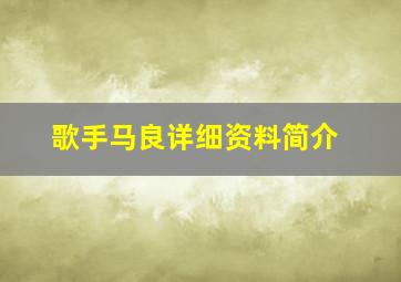 歌手马良详细资料简介