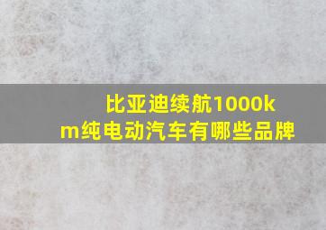 比亚迪续航1000km纯电动汽车有哪些品牌