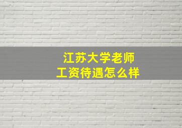 江苏大学老师工资待遇怎么样