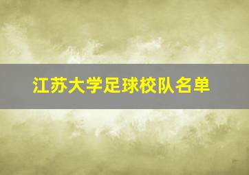 江苏大学足球校队名单