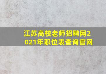 江苏高校老师招聘网2021年职位表查询官网