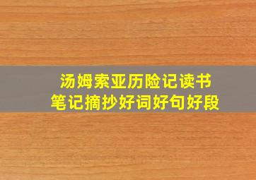 汤姆索亚历险记读书笔记摘抄好词好句好段