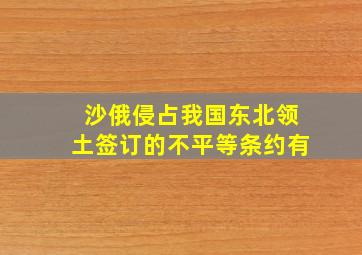 沙俄侵占我国东北领土签订的不平等条约有