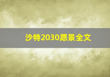 沙特2030愿景全文