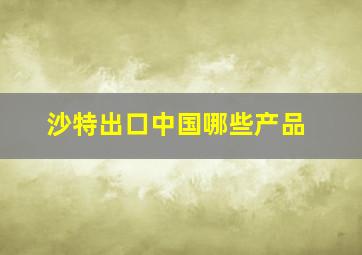 沙特出口中国哪些产品