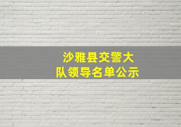 沙雅县交警大队领导名单公示