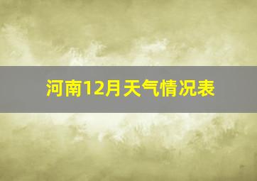 河南12月天气情况表