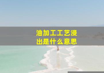 油加工工艺浸出是什么意思