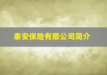 泰安保险有限公司简介