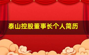 泰山控股董事长个人简历