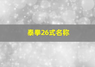 泰拳26式名称