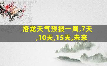 洛龙天气预报一周,7天,10天,15天,未来