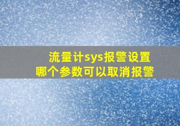 流量计sys报警设置哪个参数可以取消报警